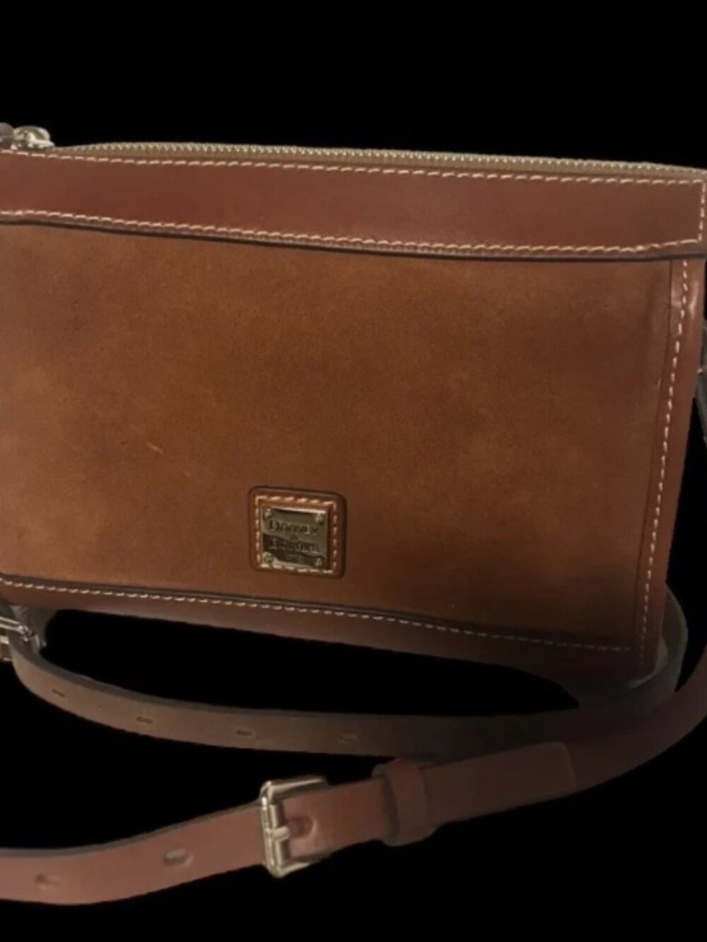 DOONEY AND BOURKE AMBER COLOR SUEDE CROSSBODY OR SHOULDER BAG PURSE
